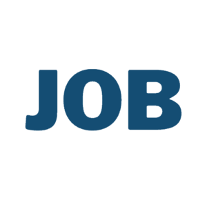 Das Wort JOB steht in großen, fetten, dunkelblauen Großbuchstaben auf einem schlichten weißen Hintergrund und hebt Jobcoaching München hervor.